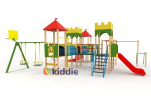 Игровой комплекс Замок 3 с пластиковой горкой
